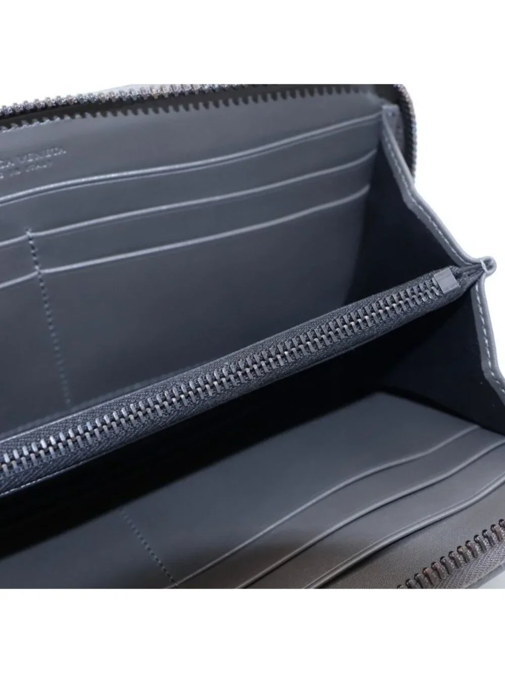 Bottega Veneta Intrecciato Wallet Card Case Gray Leather